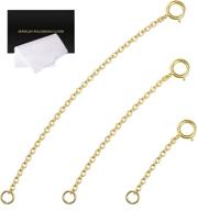 🌟 14k gold plated necklace extenders - durable gold chain extenders for necklaces & bracelets (3 pcs: 1, 2, and 3 inch) - 925 sterling silver extension included logo