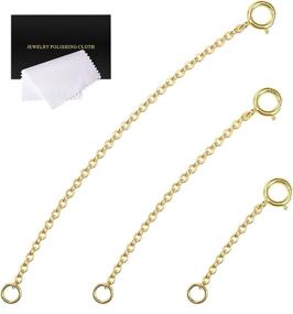 img 4 attached to 🌟 14k Gold Plated Necklace Extenders - Durable Gold Chain Extenders for Necklaces & Bracelets (3 Pcs: 1, 2, and 3 Inch) - 925 Sterling Silver Extension Included