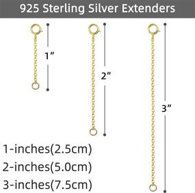 img 2 attached to 🌟 14k Gold Plated Necklace Extenders - Durable Gold Chain Extenders for Necklaces & Bracelets (3 Pcs: 1, 2, and 3 Inch) - 925 Sterling Silver Extension Included