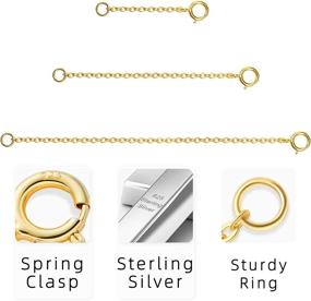 img 1 attached to 🌟 14k Gold Plated Necklace Extenders - Durable Gold Chain Extenders for Necklaces & Bracelets (3 Pcs: 1, 2, and 3 Inch) - 925 Sterling Silver Extension Included