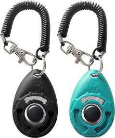 img 4 attached to Enhance Dog Training with the HoAoOo Pet Training Clicker with Wrist Strap – New Black + Blue