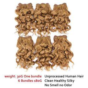 img 3 attached to 💜 8A Violet Hair Brazilian Human Hair Short Curly Weave Hair Bundles+Closure | Chocolate Blonde Deep Curly 100% Unprocessed Brazilian Virgin Hair (8 Inch)