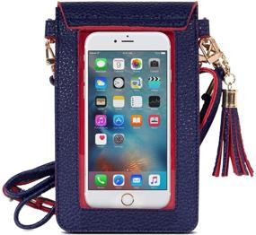 img 4 attached to 📱 MoKo Cell Phone Bag, PU Leather Crossbody Mini Phone Pouch for iPhone 13 Mini, iPhone 12 Mini, iPhone SE 2020/11 Pro/11/Xs Max/XR/Xs/X, Galaxy Note 10/S10e/S10/S10P/S20 - Indigo + Red