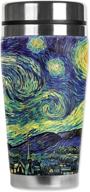 starry night stainless steel travel mug with insulated wetsuit cover - 20 oz, black - mugzie van gogh edition логотип