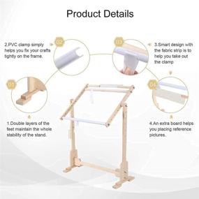 img 1 attached to 360 Degree Adjustable Cross Stitch Frame Stand - Wooden Embroidery Stand for Needlework Art - Cross Stitch Needlework Craft Sewing Tool with Lap Table Holder