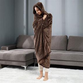 img 4 attached to ☕ Coffee Wearable Blanket Hoodie with Removable Sleeves for Men, Women, and Kids - Microfiber Flannel Thermal TV Blanket, Hand Free Snuggie