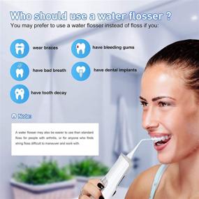 img 1 attached to 💧 Rechargeable Water Flosser with 6 Modes, Cordless Dental Oral Irrigator, Wireless Charging Portable Water Flosser for Braces, Bridges, IPX7 Waterproof, Includes 4 Interchangeable Jet Tips