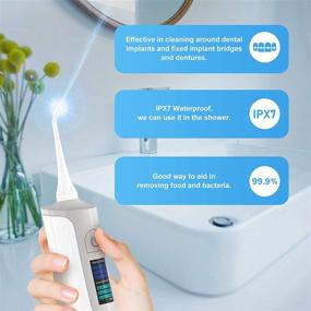 img 2 attached to 💧 Rechargeable Water Flosser with 6 Modes, Cordless Dental Oral Irrigator, Wireless Charging Portable Water Flosser for Braces, Bridges, IPX7 Waterproof, Includes 4 Interchangeable Jet Tips