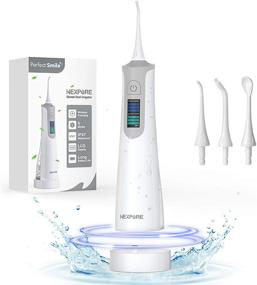 img 4 attached to 💧 Rechargeable Water Flosser with 6 Modes, Cordless Dental Oral Irrigator, Wireless Charging Portable Water Flosser for Braces, Bridges, IPX7 Waterproof, Includes 4 Interchangeable Jet Tips