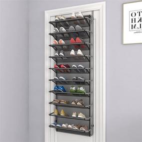 img 2 attached to 👞 Efficient 10-Tier Over The Door Shoe Organizer with Customized Metal Hooks - Space Saving Solution for Closet, Pantry, and Kitchen Accessory (Silver Gray)