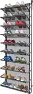 👞 efficient 10-tier over the door shoe organizer with customized metal hooks - space saving solution for closet, pantry, and kitchen accessory (silver gray) логотип