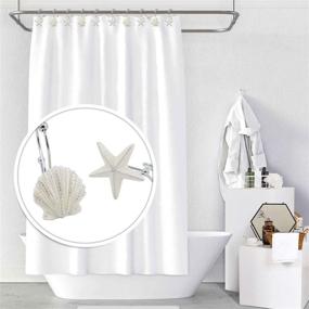 img 3 attached to 🐚 Enhance Your Bathroom Décor with BEAVO Seashell Shower Curtain Hooks: 12 Pcs Stainless Steel Double Roller Glide Rings for a Rust-Resistant and Decorative Touch in White