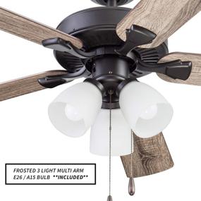 img 1 attached to 🌀 Portage Bay Ceiling Fan 52" Bronze with Frosted LED Multi Arm Light, Pull-Chains, Traditional Style, Reversible Barnwood/Northern Ebony Blades - 51434