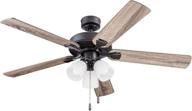 🌀 portage bay ceiling fan 52" bronze with frosted led multi arm light, pull-chains, traditional style, reversible barnwood/northern ebony blades - 51434 логотип