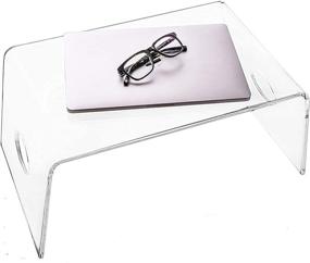 img 4 attached to Clear Acrylic Bed Tray with Handles (21” x 12” x 9”) - Lightweight Portable Lap Desk for Home Office, Eating, Reading or Writing - Mobile Table for Bed & Couch/Sofa