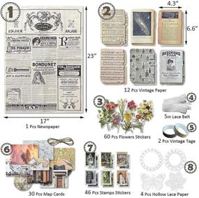 img 1 attached to 📚 Enhance your Journaling and Crafting Experience with the 192PCS Scrapbooking Supplies Pack: DIY Vintage Scrapbook Stickers Kit, Decorative Nature Retro Collection, and Washi Paper Stickers for Art Craft Bullet Journals