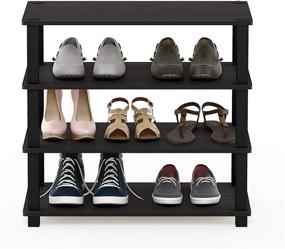 img 1 attached to 👞 FURINNO Turn-S-Tube Shoe Rack - 4-Tier Organizer, Espresso/Black, Single