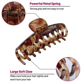 img 2 attached to Большие заколки SOOSISI 4.3 дюйма для густых/длинных волос - нескользящие, прочные заколки-трещотки - 6 штук