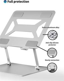 img 1 attached to Soundance Adjustable Laptop Stand: Portable Ergonomic-elevator for Desk, Aluminum Computer Riser - Compatible with 10-16.1-inch Notebook Computers, Silver Metal Holder