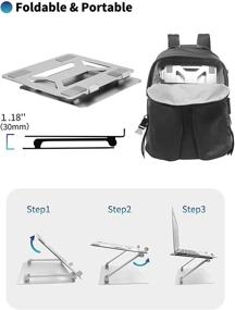 img 2 attached to Soundance Adjustable Laptop Stand: Portable Ergonomic-elevator for Desk, Aluminum Computer Riser - Compatible with 10-16.1-inch Notebook Computers, Silver Metal Holder