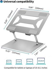 img 3 attached to Soundance Adjustable Laptop Stand: Portable Ergonomic-elevator for Desk, Aluminum Computer Riser - Compatible with 10-16.1-inch Notebook Computers, Silver Metal Holder