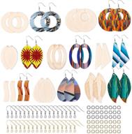 🔨 complete diy wooden earring kit: 80pcs unfinished wooden pendants, earring hooks, and jump rings for jewelry making and painting - blank dangle earrings and wood charms logo