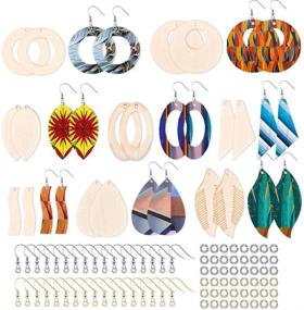 img 4 attached to 🔨 Complete DIY Wooden Earring Kit: 80pcs Unfinished Wooden Pendants, Earring Hooks, and Jump Rings for Jewelry Making and Painting - Blank Dangle Earrings and Wood Charms