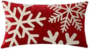 img 1 attached to 🎅 Cheerful Holiday Vibes: NIDITW Happy Holidays Snowflakes Falling Red Cotton Linen Throw Pillow Case – Vibrant Sofa Chair Décor, 12x20 Inches