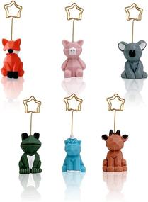 img 4 attached to VANVENE 6Pcs Cute Animal Photo Holder for Desk, Memo Clip Stand Mini Photo Holders Centerpieces for Wedding Table, Cute Office Supplies, Table Numbers Holder, Card Holders for Party