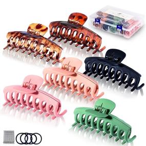 img 4 attached to 🎀 SupGene Hair Claw Clips - Stylish 4.3 Inch Non-Slip Jaw Clips for Women with Thick Hair - Tortoise Look - 6 Pack with Hair Accessories Organizer