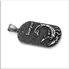 img 2 attached to 🐶 Xusamss Punk Rock Titanium Steel Zodiac Dog Tag Pendant Crystal Necklace with 24" Box Chain