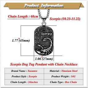 img 3 attached to 🐶 Xusamss Punk Rock Titanium Steel Zodiac Dog Tag Pendant Crystal Necklace with 24" Box Chain