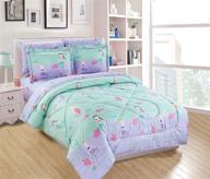 🧜 linen plus girls/teens mermaid comforter set twin size - starfishes, jellyfishes, lavender pink aqua - princess of the sea theme logo