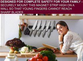 img 2 attached to Organize Your Knives with SUMPRI Magnetic Knife Holder - Set of 2, 15 Inch Wall Mount Knife Strips - Stylish and Secure Knife Rack Storage Display for Your Kitchen