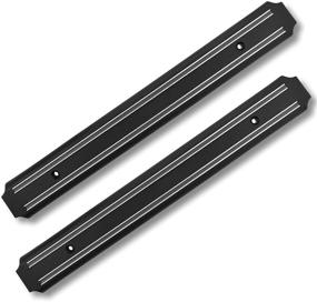 img 4 attached to Organize Your Knives with SUMPRI Magnetic Knife Holder - Set of 2, 15 Inch Wall Mount Knife Strips - Stylish and Secure Knife Rack Storage Display for Your Kitchen