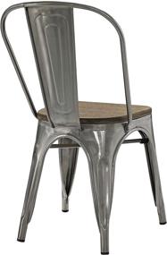 img 1 attached to Stylish and Sturdy: Modway Promenade Industrial Modern 🪑 Steel Dining Side Chair with Bamboo Seat in Gunmetal