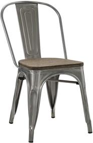 img 3 attached to Stylish and Sturdy: Modway Promenade Industrial Modern 🪑 Steel Dining Side Chair with Bamboo Seat in Gunmetal