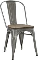 stylish and sturdy: modway promenade industrial modern 🪑 steel dining side chair with bamboo seat in gunmetal логотип