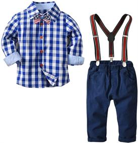 img 4 attached to Yilaku Boys' Clothing Set with Suspender Outfit Sleeves