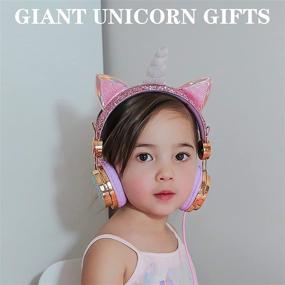 img 3 attached to 🦄 charlxee Kids Headphones: Microphone, Giant Unicorn Gift for Girls, Birthday Headset for School, HD Sound, 3.5mm Jack, Princess Gold Design