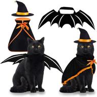 small cat kitten pet costume set: witch cloak, bat wings, and wizard hat 🎃 - funny halloween theme party decorations and magical holiday gift for cats - pumpkin easter cosplay логотип