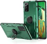 jonwelsy green case for samsung galaxy note 20 ultra - shockproof armor cover with 360° rotation ring holder kickstand & magnetic car mount compatibility logo