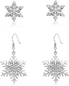 img 4 attached to ❄️ Snowflake Crystal Rhinestone Christmas Earrings for Girls - Stylish Jewelry