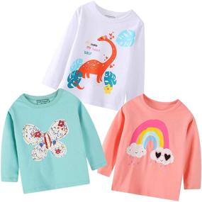 img 4 attached to 🌸 Flower Unicorn Stripe Long Sleeve T Shirts: Stylish Girls' Clothing for Tops, Tees & Blouses