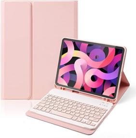img 4 attached to 🎀 LUCKYDIY Pink Keyboard Case for iPad Air 4th Gen - Magnetic Detachable Wireless Keyboard Cover with Pencil Holder