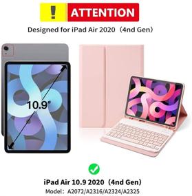 img 3 attached to 🎀 LUCKYDIY Pink Keyboard Case for iPad Air 4th Gen - Magnetic Detachable Wireless Keyboard Cover with Pencil Holder