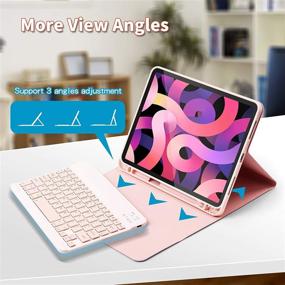img 1 attached to 🎀 LUCKYDIY Pink Keyboard Case for iPad Air 4th Gen - Magnetic Detachable Wireless Keyboard Cover with Pencil Holder
