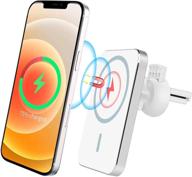 🚗 introducing the powerful magnetic car wireless charger mount: 15w qi fast charging car phone holder for iphone 12 series (white) logo