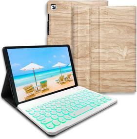 img 4 attached to 📱 REAL-EAGLE Galaxy Tab S5e 2019 Backlit Keyboard Case SM-T720 SM-T725 SM-T727, Detachable Wireless Keyboard with 7 Color Backlights, Wood Finish - Protective Cover for Samsung Galaxy Tab S5e 10.5 Inch 2019