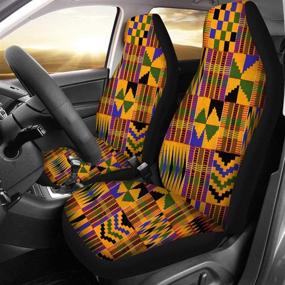 img 3 attached to 🌍 Почувствуйте настоящий африканский стиль племен со Seat Cover Set (набор автомобильных чехлов) BIGCARJOB - 6 штук, включая мягкий чехол на руль, антискользящий чехол для средней консоли, накидку на ремень и автомобильную декорацию в бохемском стиле.